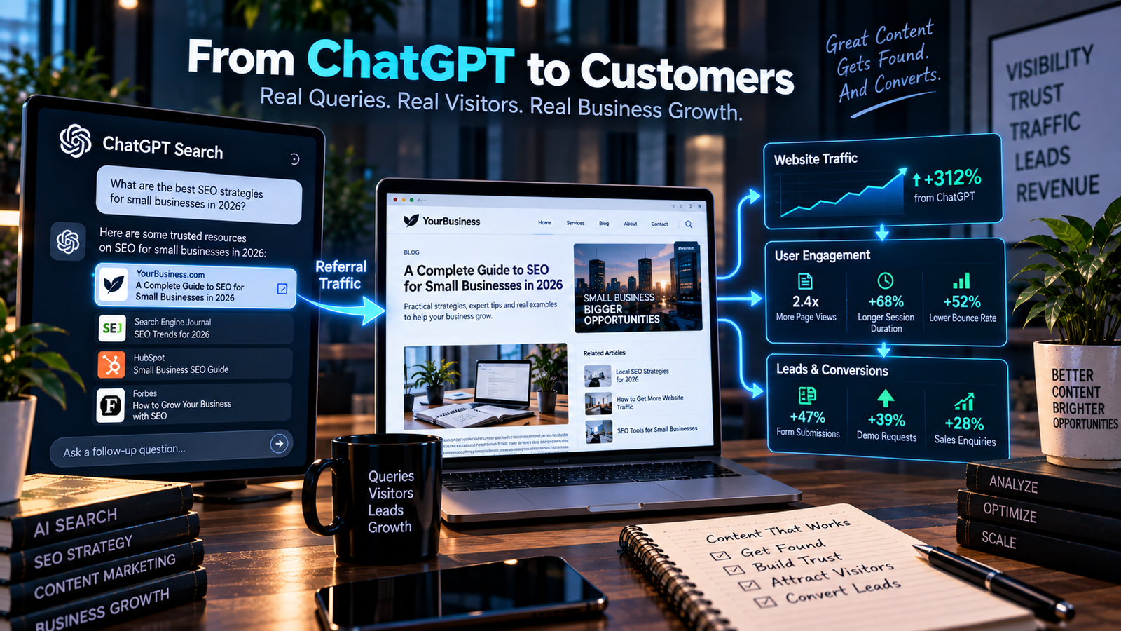 ChatGPT referral traffic being measured through website analytics and conversions