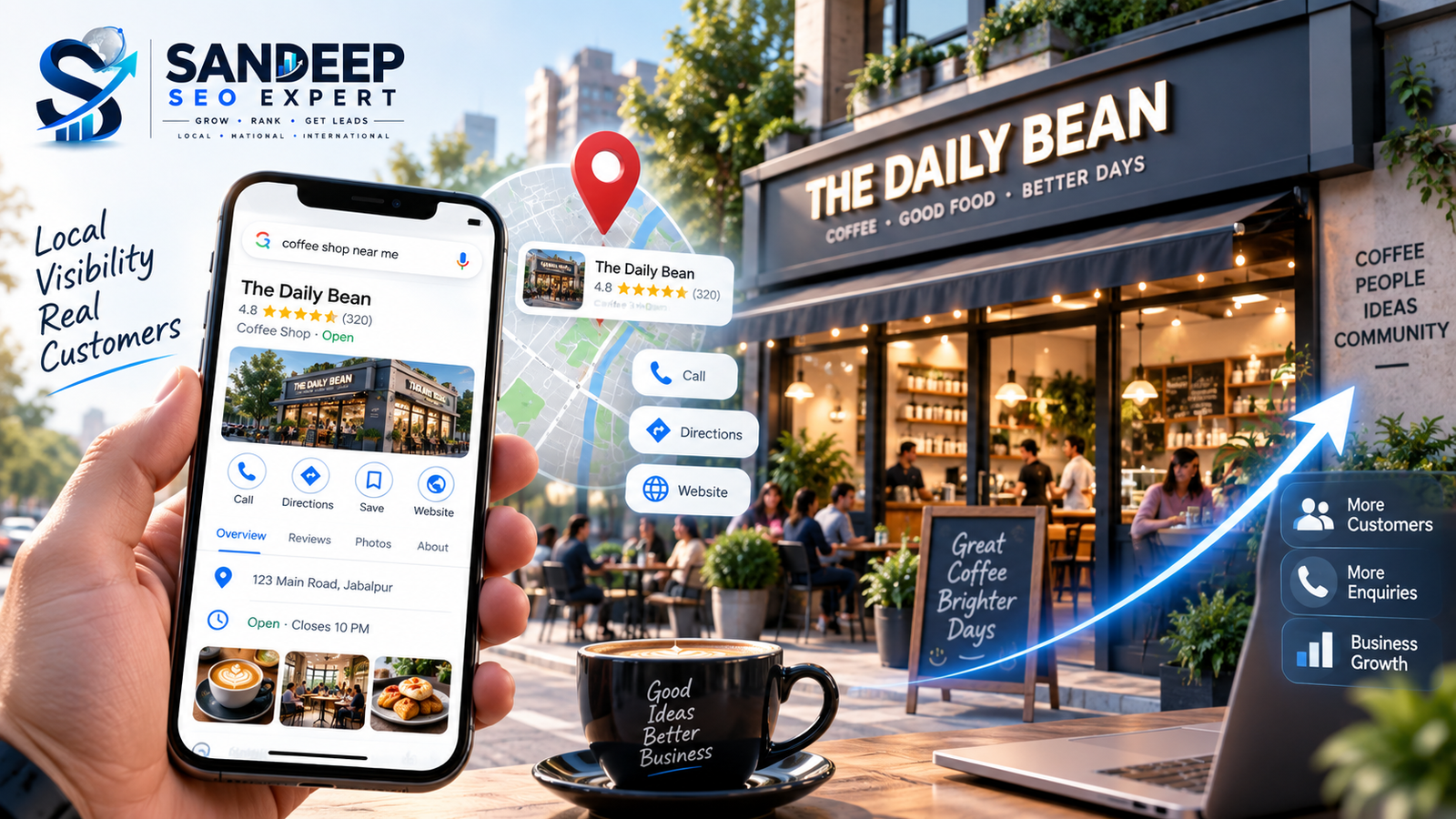 Google Business Profile optimization helping a local business improve visibility in Google local search.